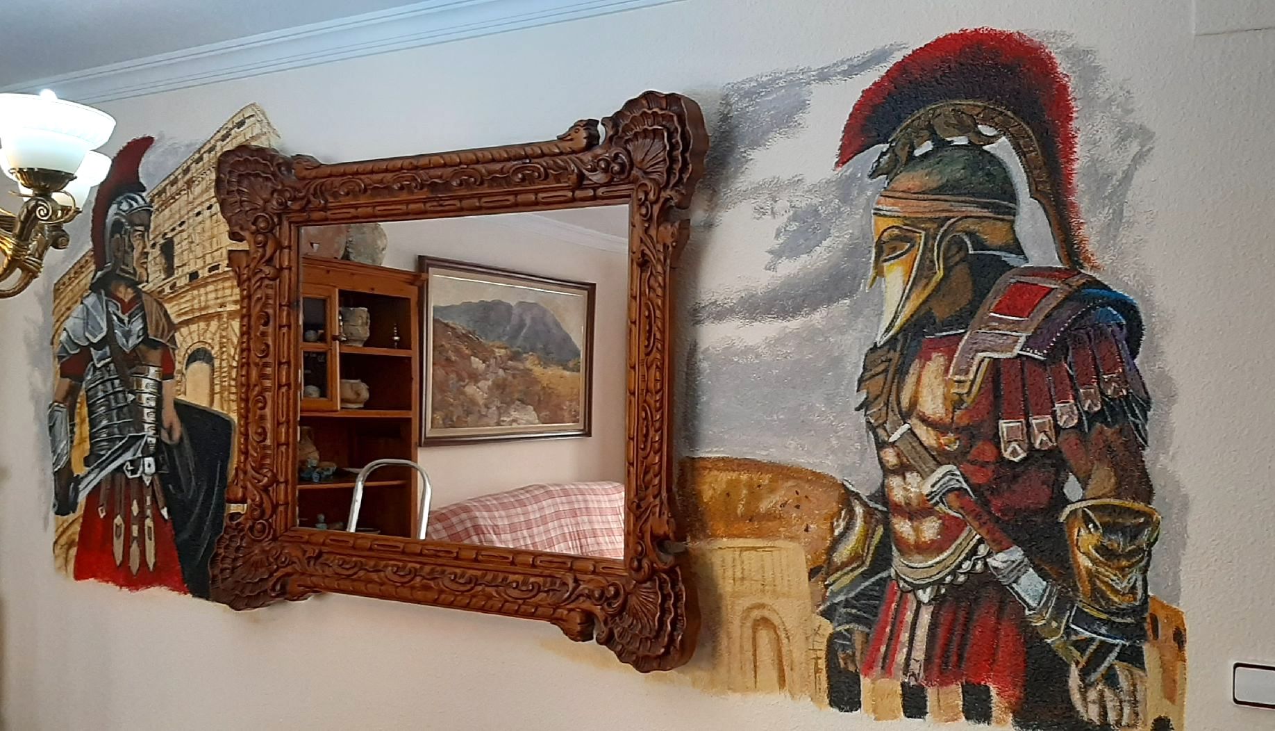 Mural interior de una escena con legionarios romanos
